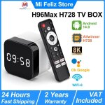 H96 max h728 smart tv box, allwinner octa core 8k ultra hd, android 14, dcodeur de lecteur multimdia, ...