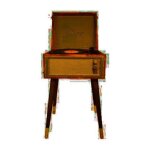 Halterrego platine vinyle cottage bluetooth out 4 pieds amovibles motif cuir vintage