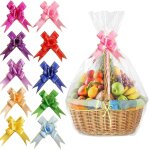 Hampers bags with pull bows, 10 pack 18. 9 x 25. 6 inches basket gift, cellophane