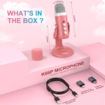 Haomuren - microphone à condensateur usb, rose, studio, statique, pour pc, mac, ordinateur, téléphone, ... Haomuren - microphone à condensateur usb, rose, studio, statique, pour pc, mac, ordinateur, téléphone, ...