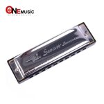 Harmonica a 10 trous, ton c, avec etui en laiton et acier inoxydable