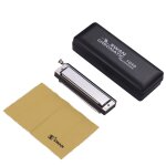 Harmonica chromatique 10 trous 40 tons, clé de c harmonica argent avec boîte exquise - type gris clair ... Harmonica chromatique 10 trous 40 tons, clé de c harmonica argent avec boîte exquise - type gris clair ...