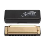 Harmonica en cuivre chromé doré, 10 trous, 20 tons, clé en do, instrument a bouche pour concert Harmonica en cuivre chromé doré, 10 trous, 20 tons, clé en do, instrument a bouche pour concert