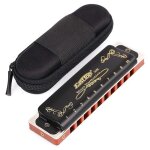 Harmonica diatonique en do 10 trous 20 tons avec etui noir, idal pour le blues, les dbutants, les elves ...