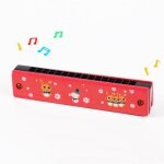 Harmonica a double range de 16 trous, instruments de musique en bois peints pour enfants, jouet cratif ...