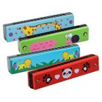 Harmonica enfant, lot de 4 harmonica diatonique, instrument de musique en bois pour dbutants, goujon ...