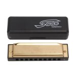 Harmonica plaque de cuivre chrom� dor� 10 trous 20 tons c key mouth instrument d'orgue pour concert