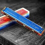 Harmonica tremolo a 24 trous, avec etui, instrument de musique, synthtiseur professionnel - type bleu ...