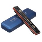 Harmonica trémolo 24 trous, peinture noire pour orgue a bouche, touche e Harmonica trémolo 24 trous, peinture noire pour orgue a bouche, touche e