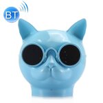 Haut - parleurs bluetooth st�r�o forme mini chat mains libres / carte tf / fm + sd 4go bleu yonis