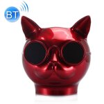Haut - parleurs bluetooth st�r�o forme mini chat mains libres / carte tf / fm + sd 4go rouge yonis