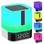 Haut - parleur bluetooth avec veilleuse, r�veil 5 en 1, lampe de chevet tactile � changement de couleur ...