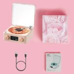 Haut - parleur de platine rtro avec bruit blanc, sans fil, bluetooth, lecteur de disque vinyle, son ...
