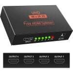 Hdmi splitter 1 in 4 out - 3d 4k 1080p distributor 1x4 with hdcp 1. 4 amplifier, usb cable compatible ... Hdmi splitter 1 in 4 out - 3d 4k 1080p distributor 1x4 with hdcp 1. 4 amplifier, usb cable compatible ...