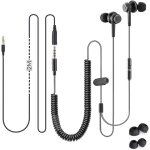 Hf027 tv ecouteurs avec cble extensible ultra long de 18ft / 5. 5m, intra - auriculaires avec micro ...