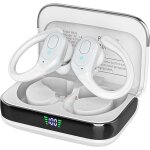 Hljhj - ecouteurs bluetooth sans fil, lecture 75 heures, tui de charge  cran led, crochets d'oreille, ...