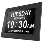 Horloge calendrier avec date jour heure grande police alarme auto dimming pour les personnes ages /