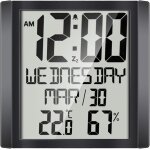 Horloge murale num�rique de bureau avec temp�rature, humidit�, date, semaine, grand ecran, calendrier, ...