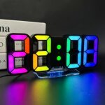 Horloge murale numrique digitale rveil lumineux led 14 rgb couleur 12 / 24 heures mode veille avec ...