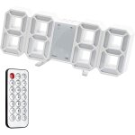 Horloge murale num�rique led 3d r�veil lumineux fonction sans bruit snooze luminosit� r�glable 12 / 24 ...