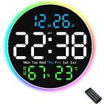 Horloge murale numérique, horloge murale numérique moderne avec télécommande et ecran led de 10 , 12 ... Horloge murale numérique, horloge murale numérique moderne avec télécommande et ecran led de 10 , 12 ...