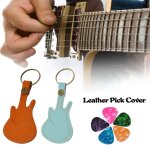 Housse de médiator en cuir pu de 12cm, pour musique, guitare basse, ukulele, porte - clés Housse de médiator en cuir pu de 12cm, pour musique, guitare basse, ukulele, porte - clés