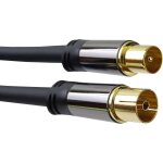 Hq c�ble de connexion antenne tv, m / f, 75 ohms (135 db), 4x blind�, connecteurs m�talliques, longueur ...