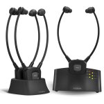 Ht3831 - [3 paires] casque tv sans fil pour seniors avec television emetteur et stations de charge, mode ...