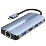 Hub usb c 8 en 1 type c 3. 1 � 4k, adaptateur avec lecteur de carte rj45 tf pd, charge rapide pour ordinateur ...
