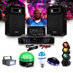 Ibiza dj - 300 kit de sonorisation disco 480w + pack 5 jeux de lumires  led