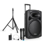Ibiza sound enceinte sono portable 15  800w batterie bluetooth karaok� 3 micros vhf main t�te, support ...