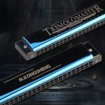Instrument de musique harmonica, tremolo, 24 trous, bouche, clé de c - type bright blue Instrument de musique harmonica, tremolo, 24 trous, bouche, clé de c - type bright blue