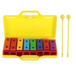 Instruments de percussion professionnels xylophone 8 notes pour enfants avec 2 baguettes 1 bote jaune ...