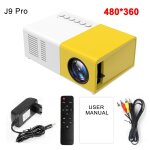Jaune basique - salange mini projecteur j9 pro, 1000 lumens, 480x360 pixels, 3. 5mm, audio, hdmi, usb, ...