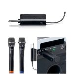 Jeu de 2 microphones sans fil avec r�cepteur portable aliment� par batterie - r�cepteur sans fil avec ...
