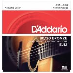 Jeu de cordes guitare acoustique d'addario ej12 medium 80 / 20 bronze