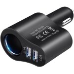 Jgd - chargeur de voiture 3 en 1 avec adaptateur allume - cigare ac 12 v 24 v chargeur de t�l�phone avec ...
