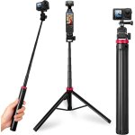 Jgd - perche � selfie tr�pied 2 - en - 1, extensible jusqu�� 200 cm, l�g�re pour vlogging, voyage, diffusion ...