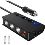 Jgd - qc 3. 0 chargeur voiture usb multiprise allume cigare 3 voies 180w, pd type - c port 18w allume ...