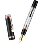 Jinhao 1935 tiandao stylo - plume, taille 8, pointe fine, clip guitare dor, acrylique noir et transparent ...