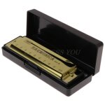 Jouet educatif cl de c, 10 trous, instrument de musique harmonica, avec etui