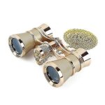 Jumelles d'opra pliables 3 x 25 en mtal avec chane, style rtro pour femmes
