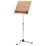 K&m 11831 - pupitre d'orchestre chrom� plateau bois deux tablettes