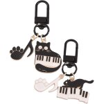 Kal - 2pcs porte - cls en acier inoxydable notes de piano noir chat pendentif de sac en alliage a gratterorne ...