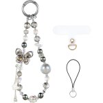 Kal - chane de tlphone perle gris dlicate sangle de tlphone bracelet de perles fait main pour ...