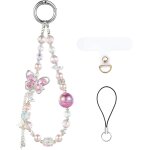 Kal - chane de tlphone perle rose dlicate sangle de tlphone bracelet de perles fait main pour ...