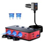 Kal - chargeur voiture 180w usb - c pd usb qc3. 0 avec affichage led, 3 prises adaptateur allume cigare ...