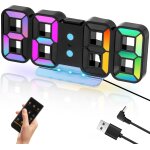 Kal - horloge murale numrique digitale rveil led 3d avec tlcommande fonction snooze veilleuse 14 ...