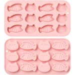 Kalanka - lot de 2 moules a fondant en silicone sur le thème du chat et du poisson, pour décoration de ... Kalanka - lot de 2 moules a fondant en silicone sur le thème du chat et du poisson, pour décoration de ...