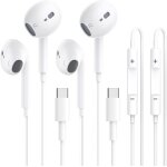 Kalanka - 2 pack ecouteurs usb c pour iphone 16 avec cble de type c, rduction du bruit, microphone ...